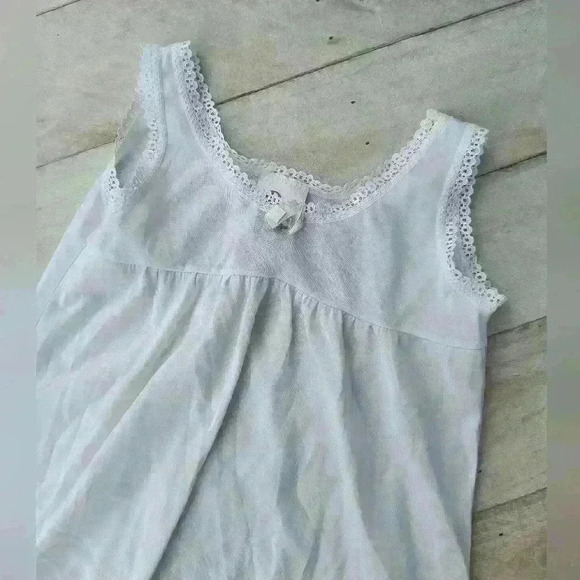 Vintage Candy Kane By Imerman Girls Size 4 White Slip Lace Eyelet Trim Pink Rose - Picture 2 of 4